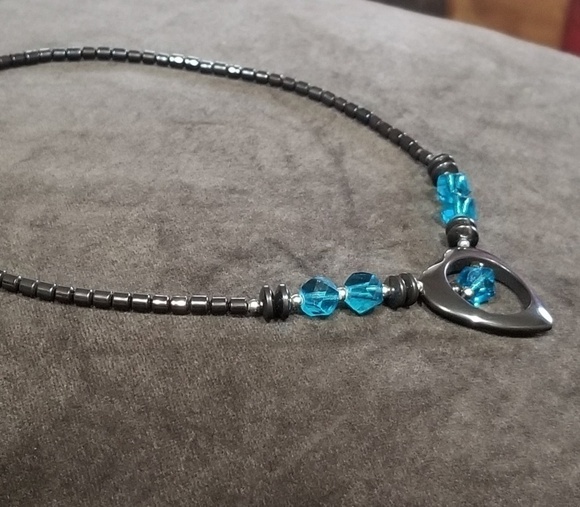 Ocean Blue Statement Heart Necklace - Picture 7 of 8
